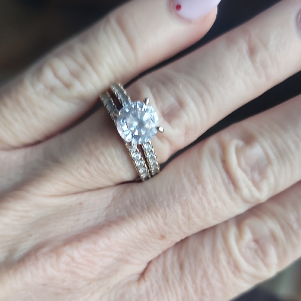 Gold Diamonique 2.9 TCW Bridal Set